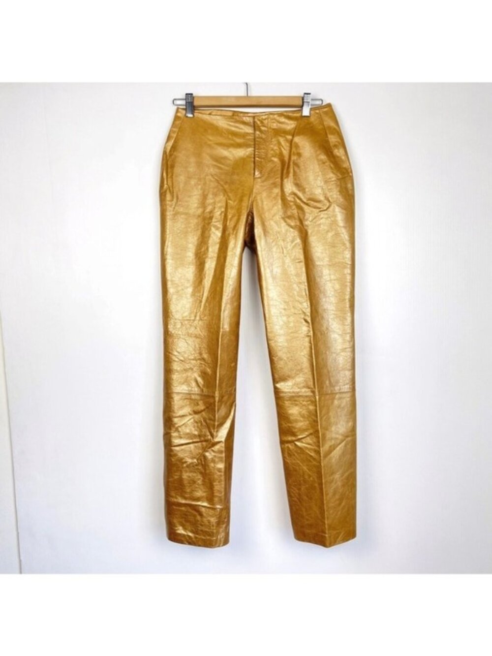Banana Republic 100% leather gold color pants straight leg size 4